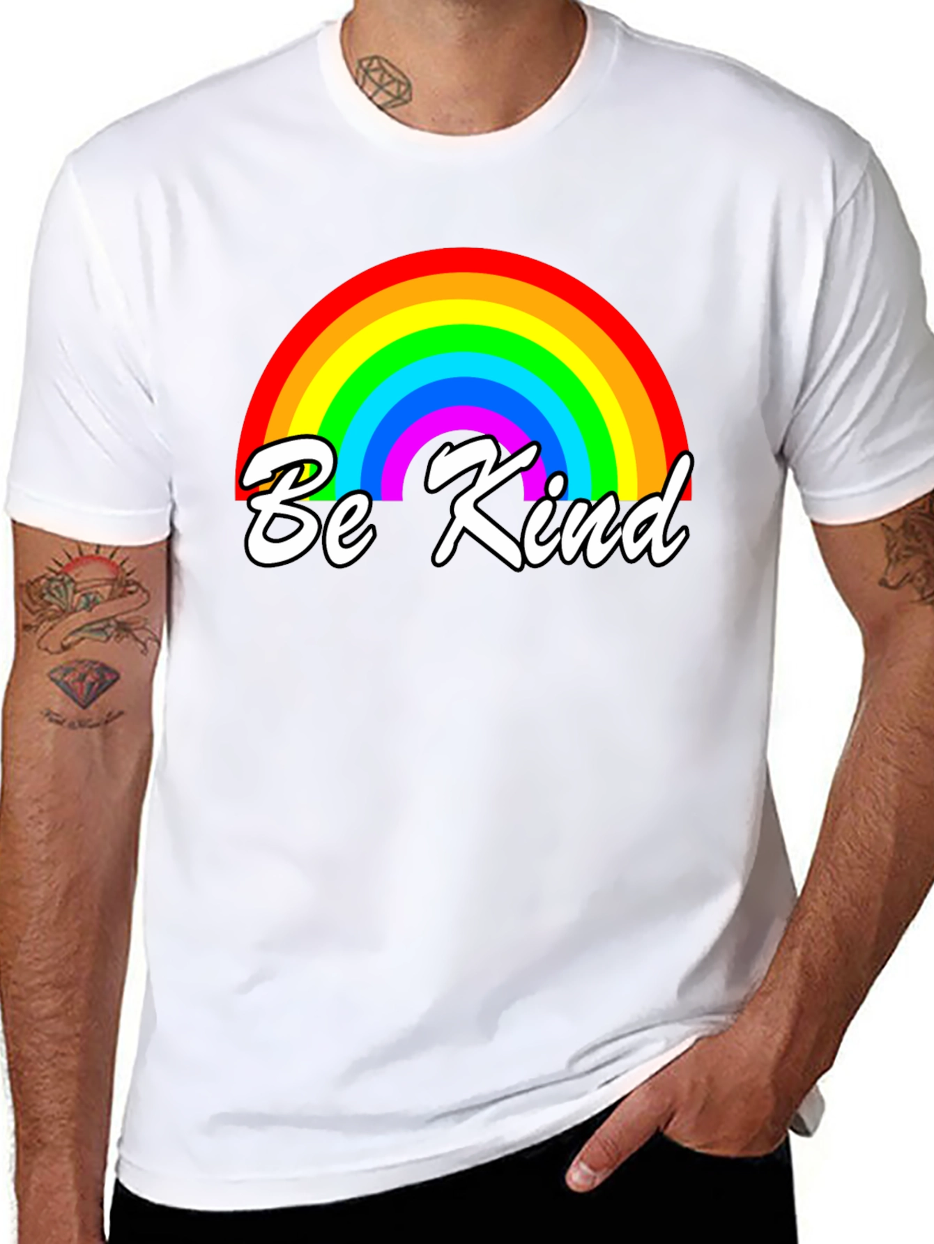 Be Kind Rainbow Graphic T-Shirt - Black