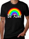 Be Kind Rainbow Graphic T-Shirt - Black