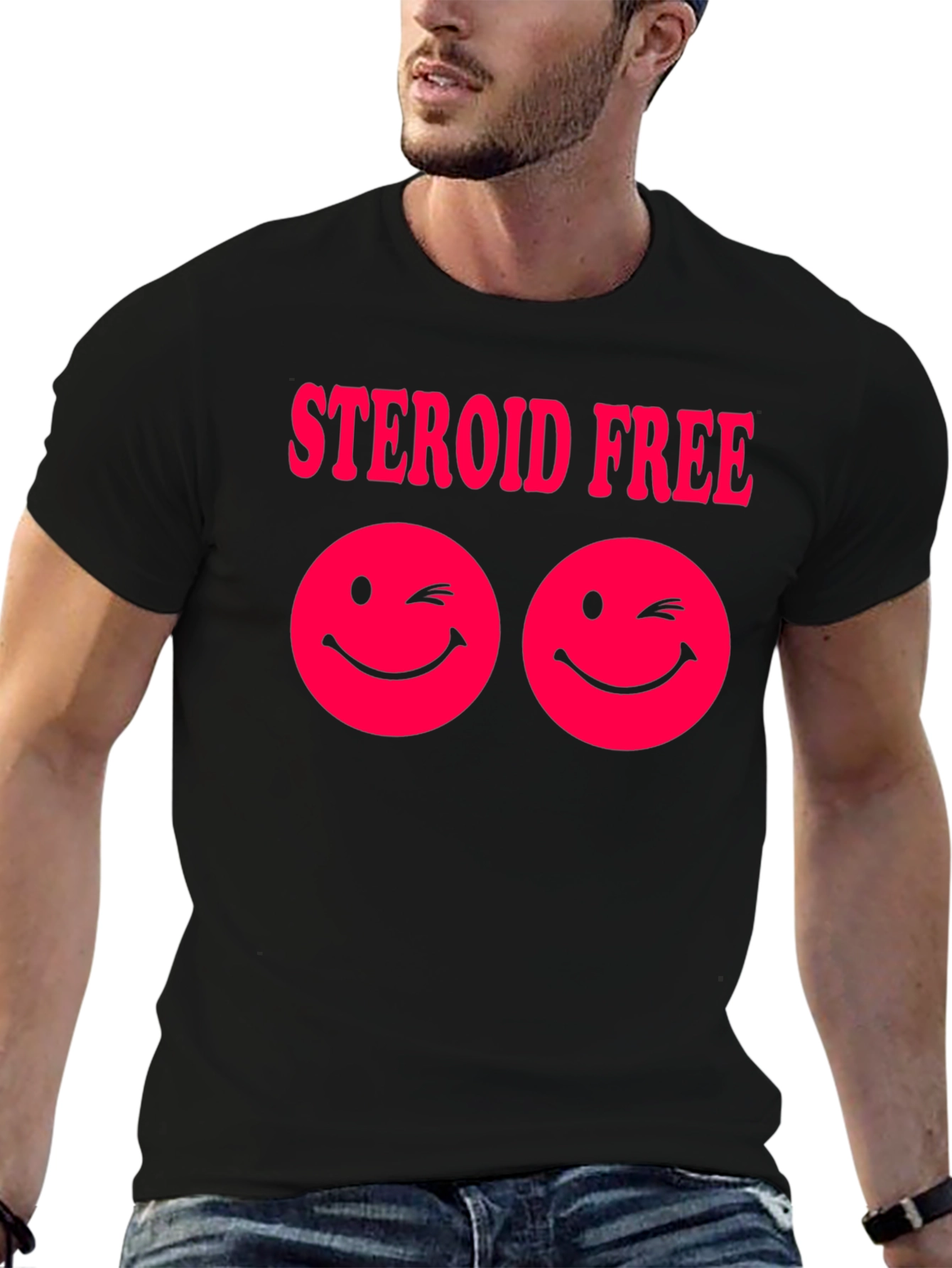 Steroid Free Wink Face Graphic Tee