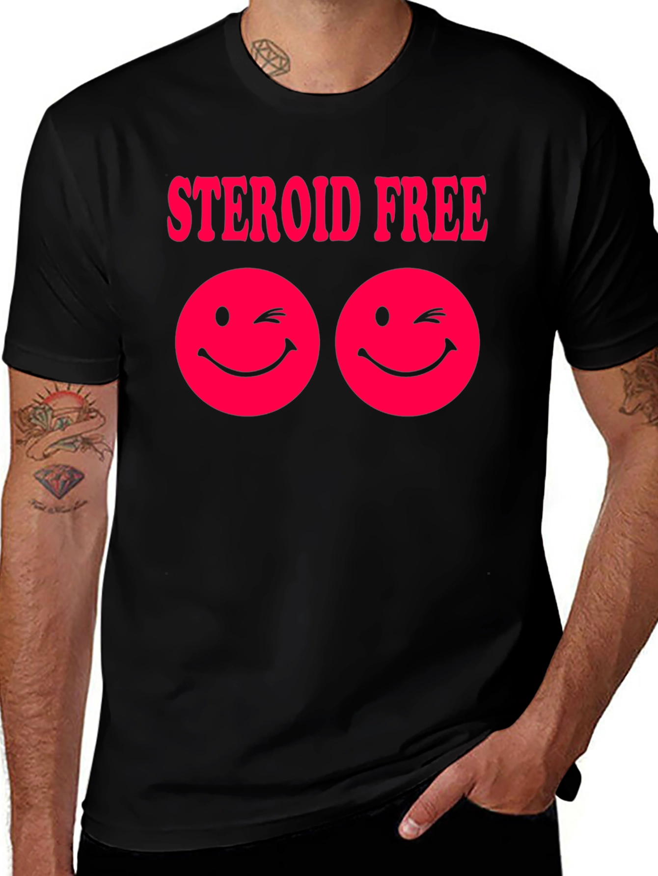 Steroid Free Wink Face Graphic Tee