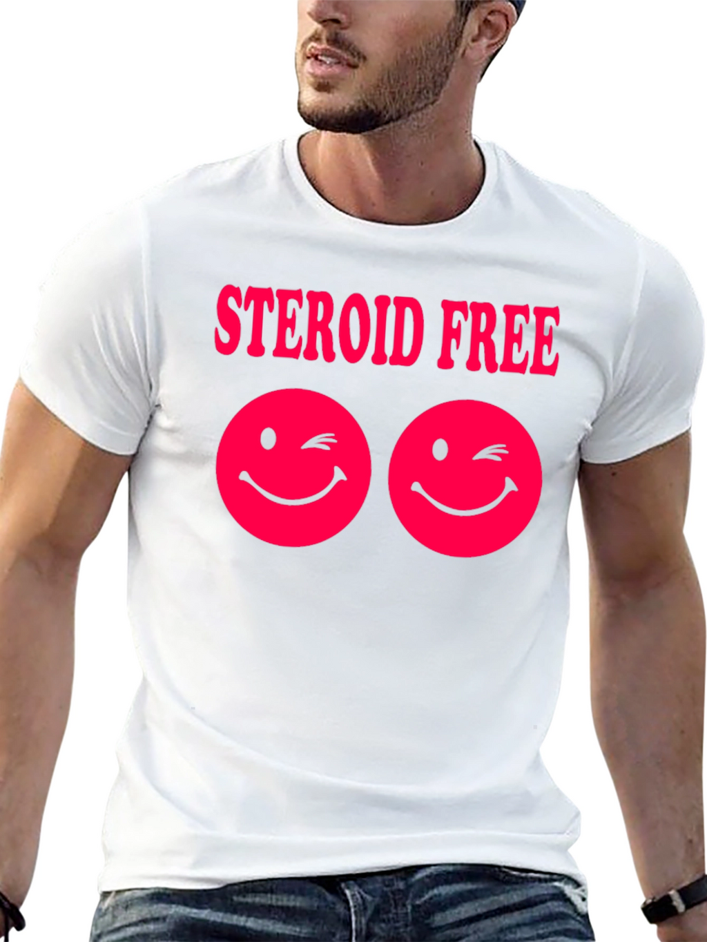 Steroid Free Wink Face Graphic Tee