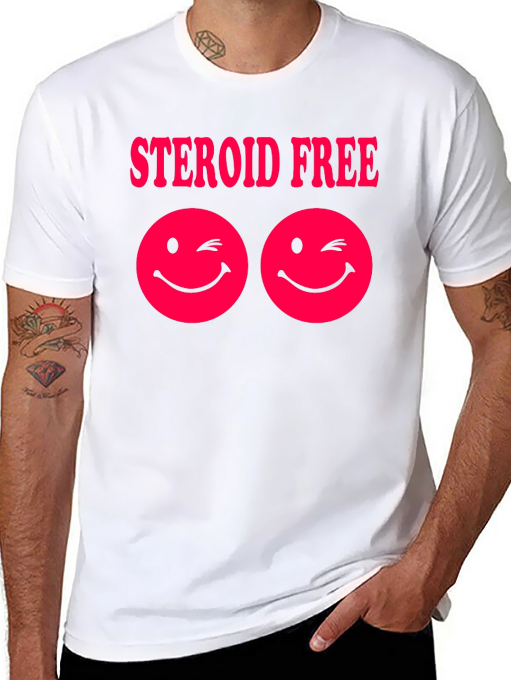 Steroid Free Wink Face Graphic Tee