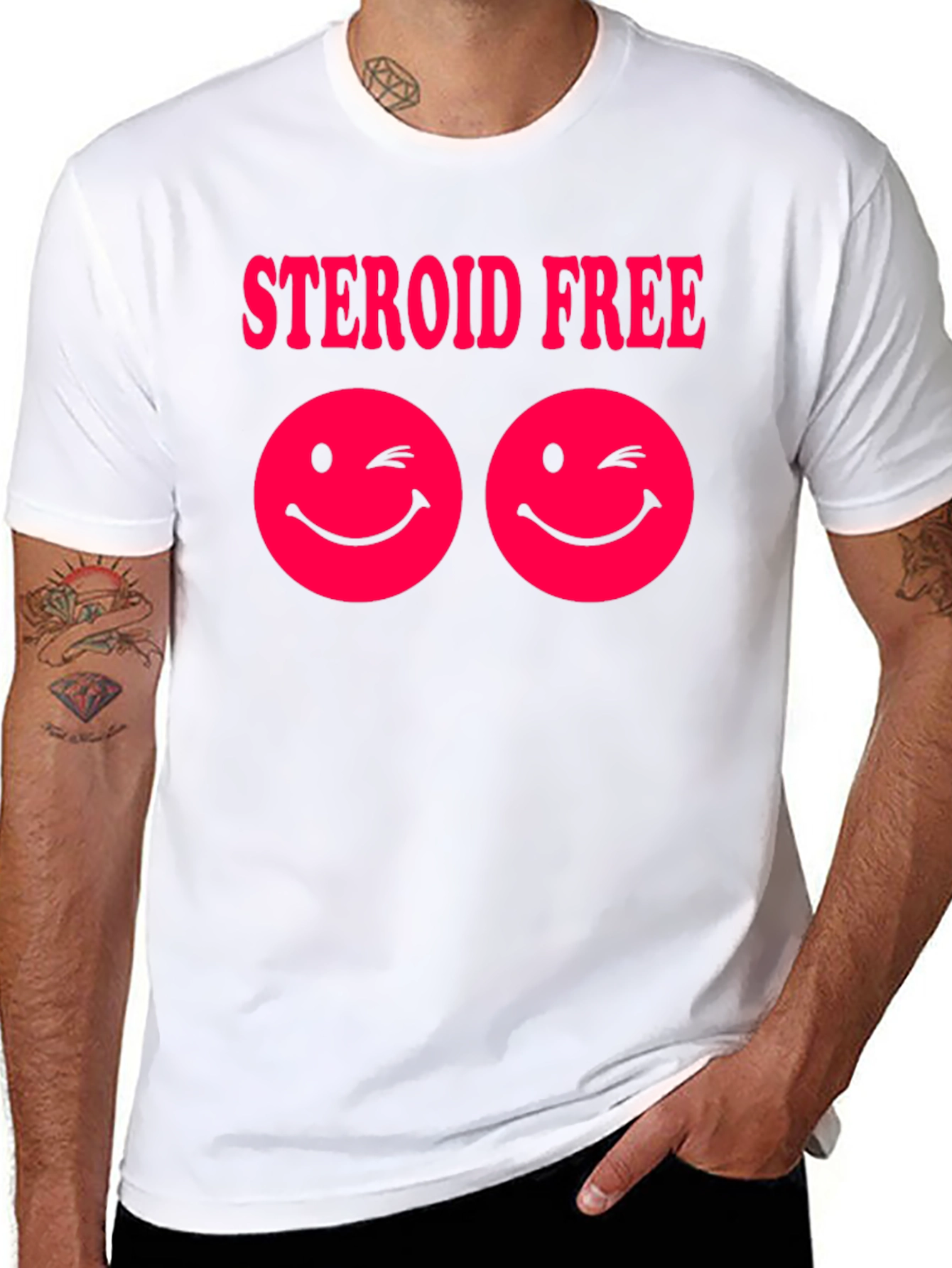 Steroid Free Wink Face Graphic Tee