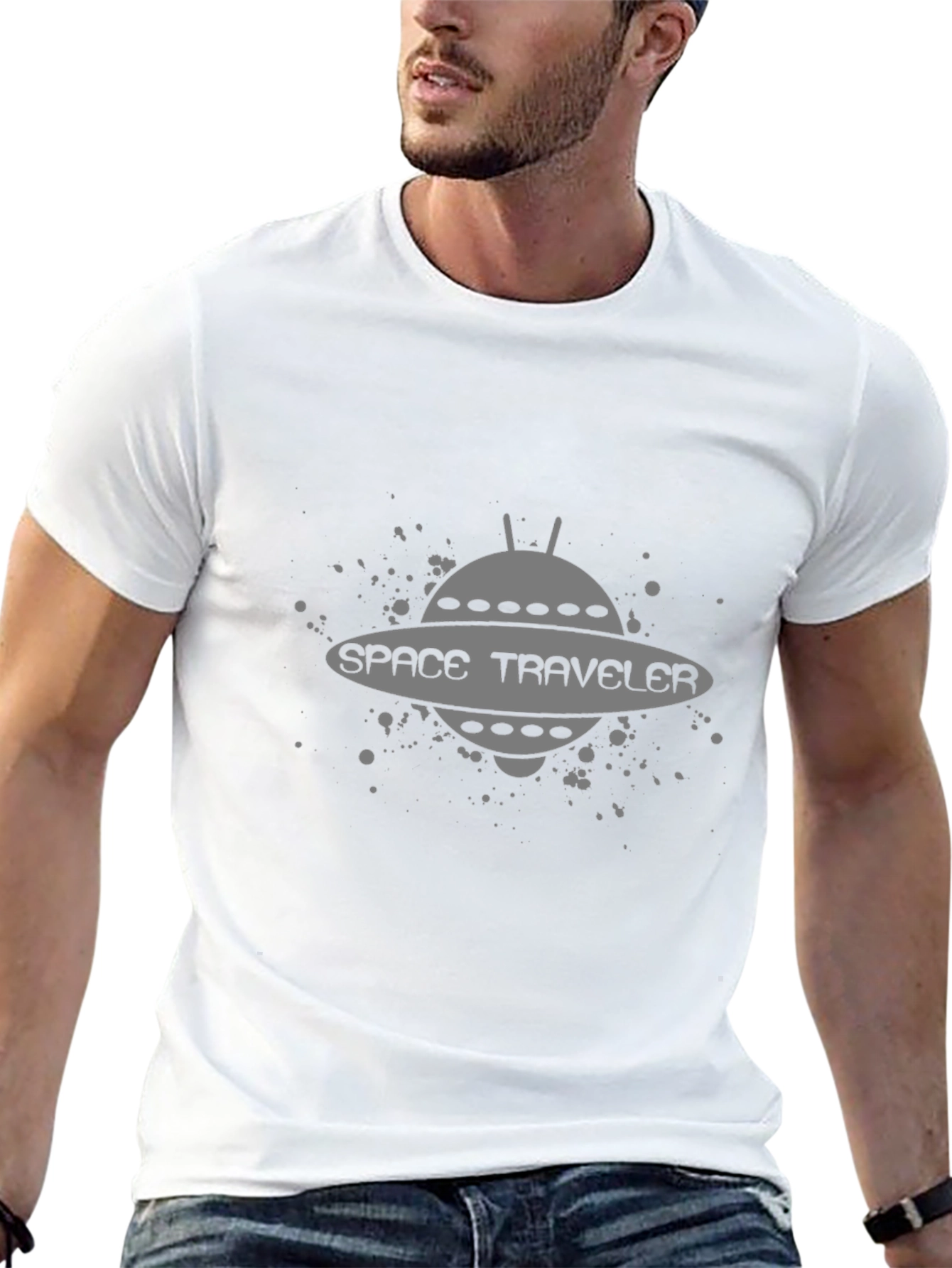 Space Traveler Graphic Tee - Black Cotton Comfort