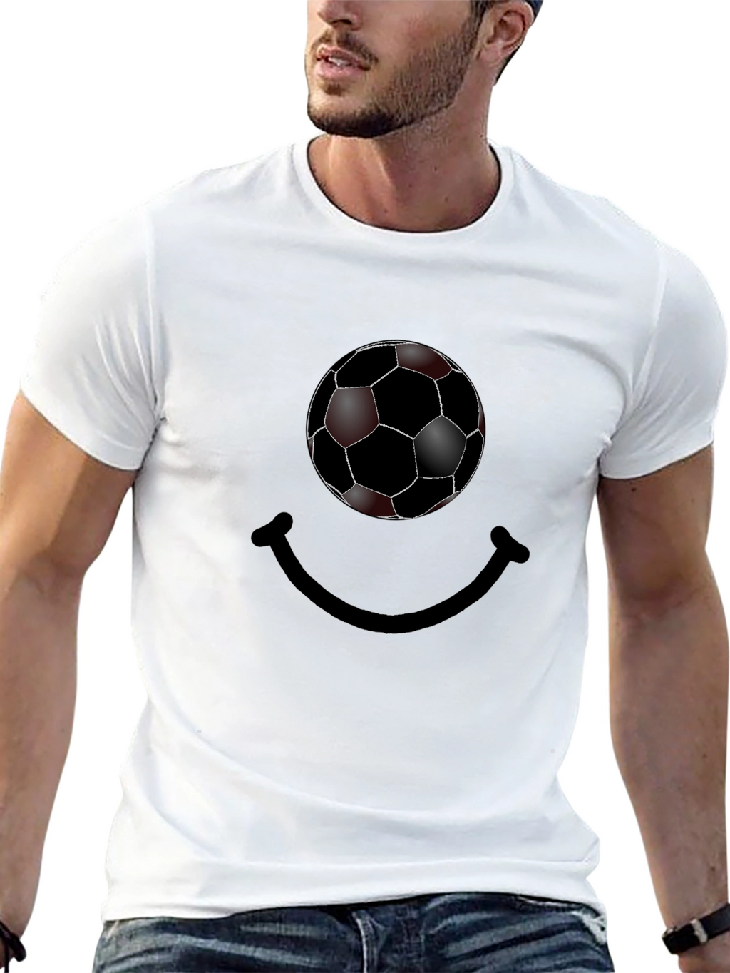 Soccer Ball Smile Graphic T-Shirt