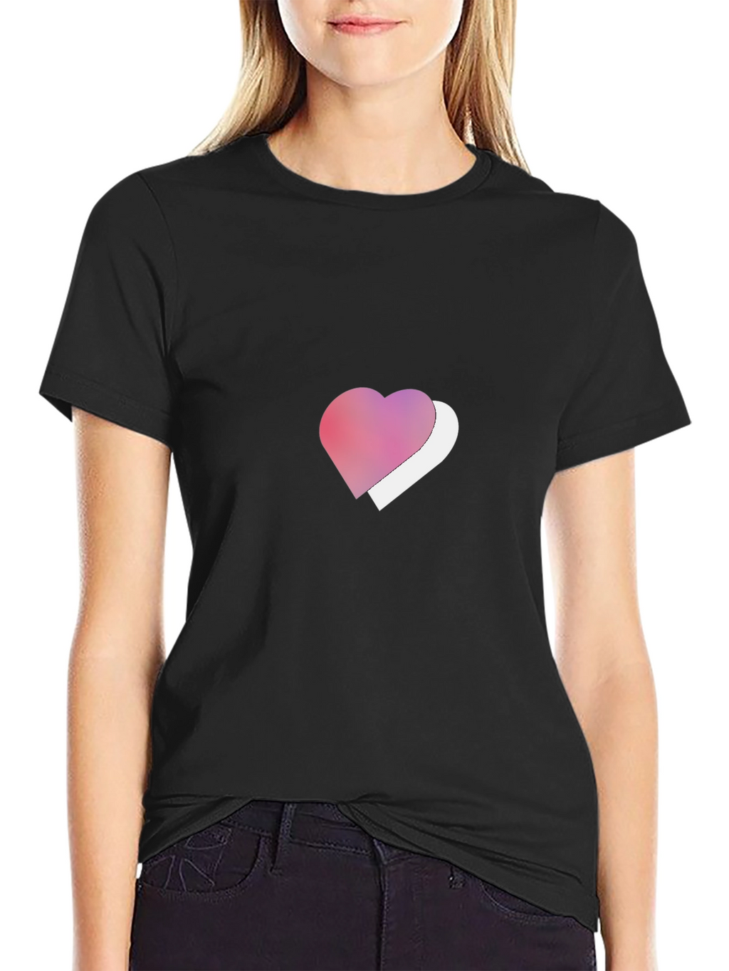 Heart Graphic Tee - Stylish Black T-Shirt