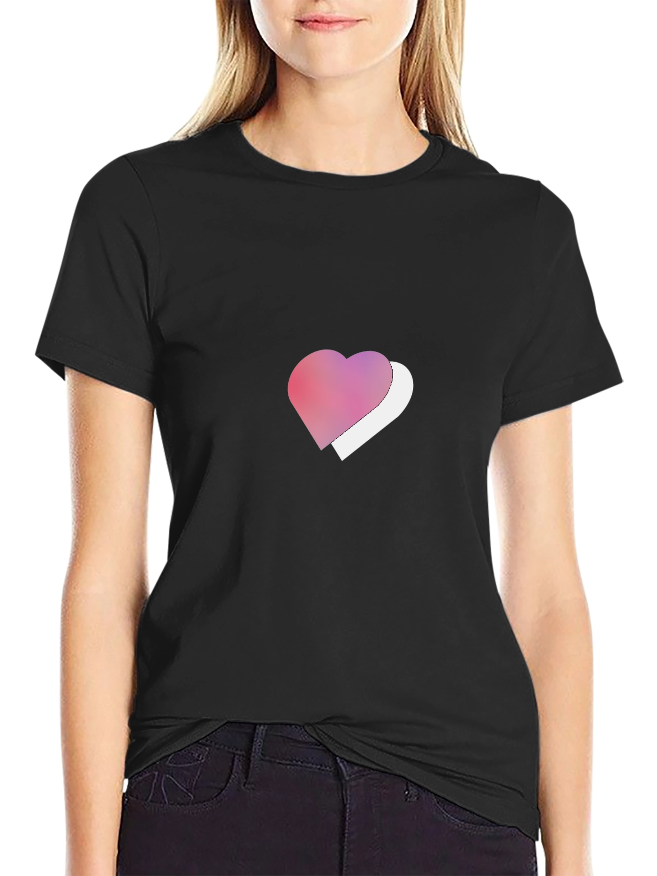 Heart Graphic Tee - Stylish Black T-Shirt