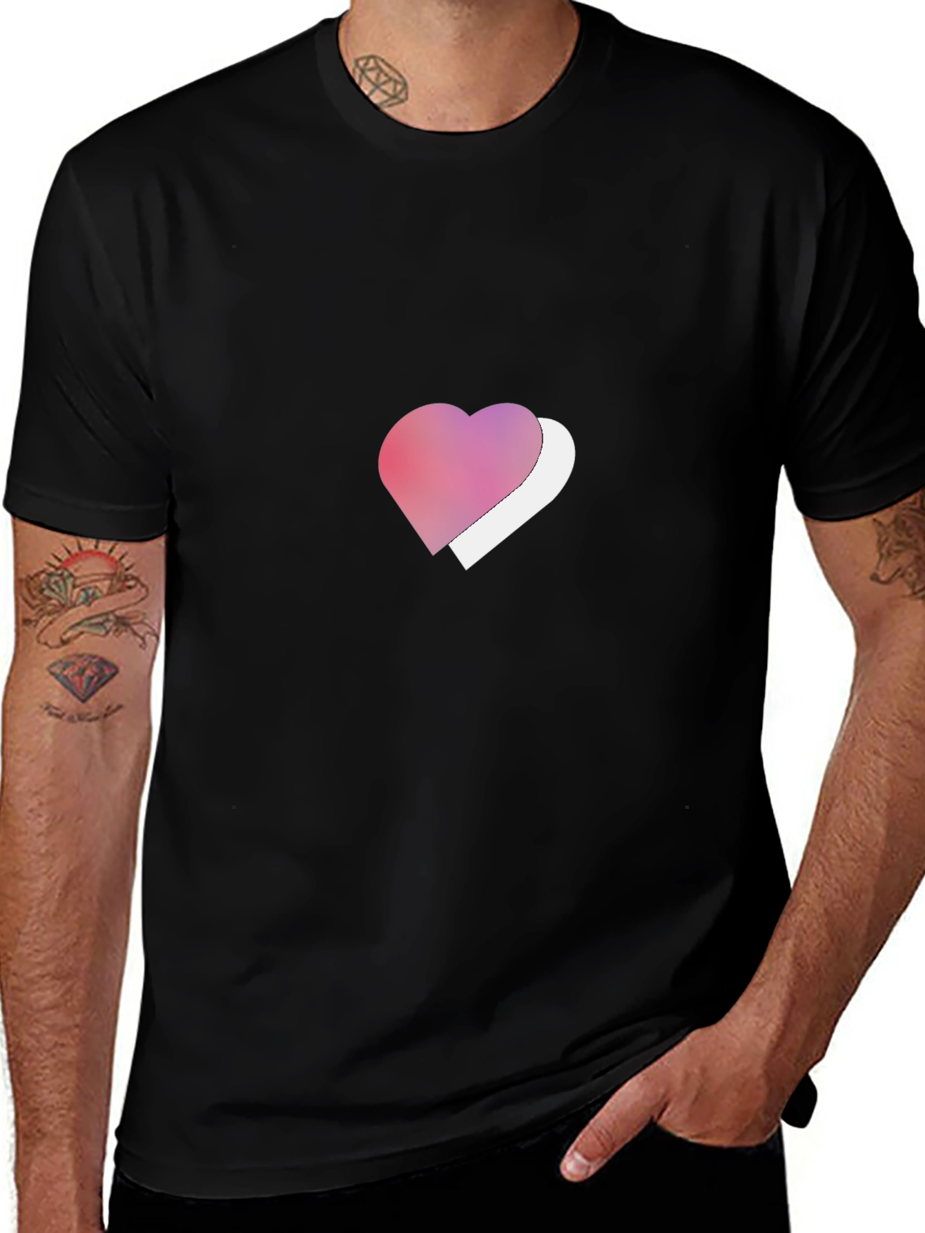 Heart Graphic Tee - Stylish Black T-Shirt