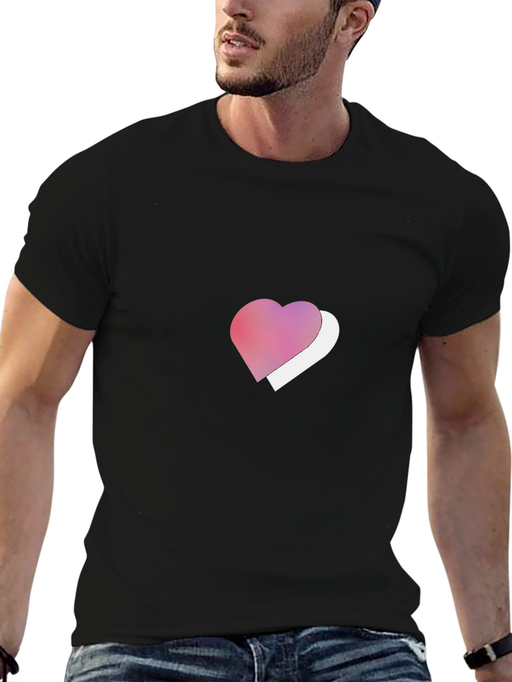 Heart Graphic Tee - Stylish Black T-Shirt