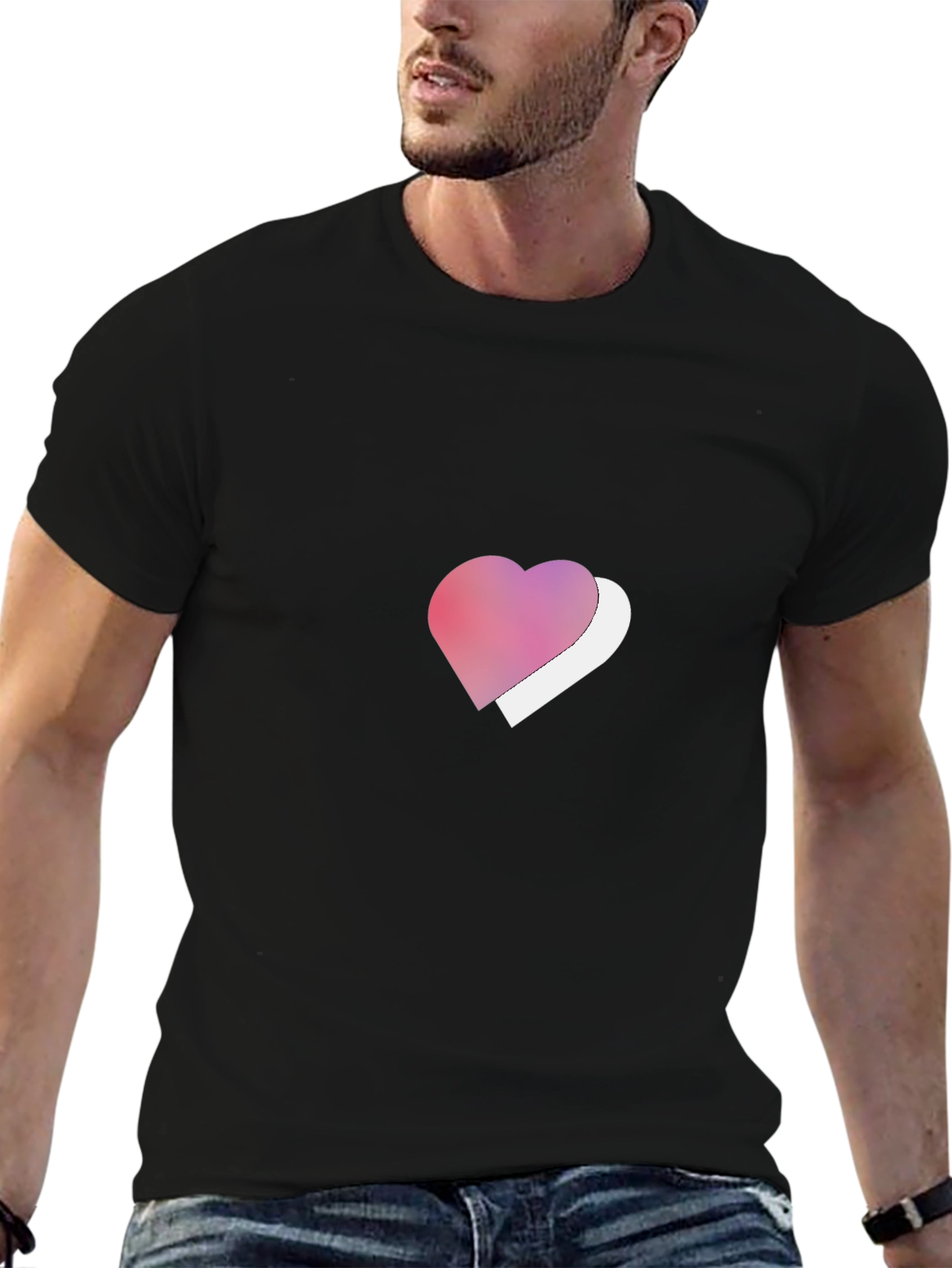 Heart Graphic Tee - Stylish Black T-Shirt