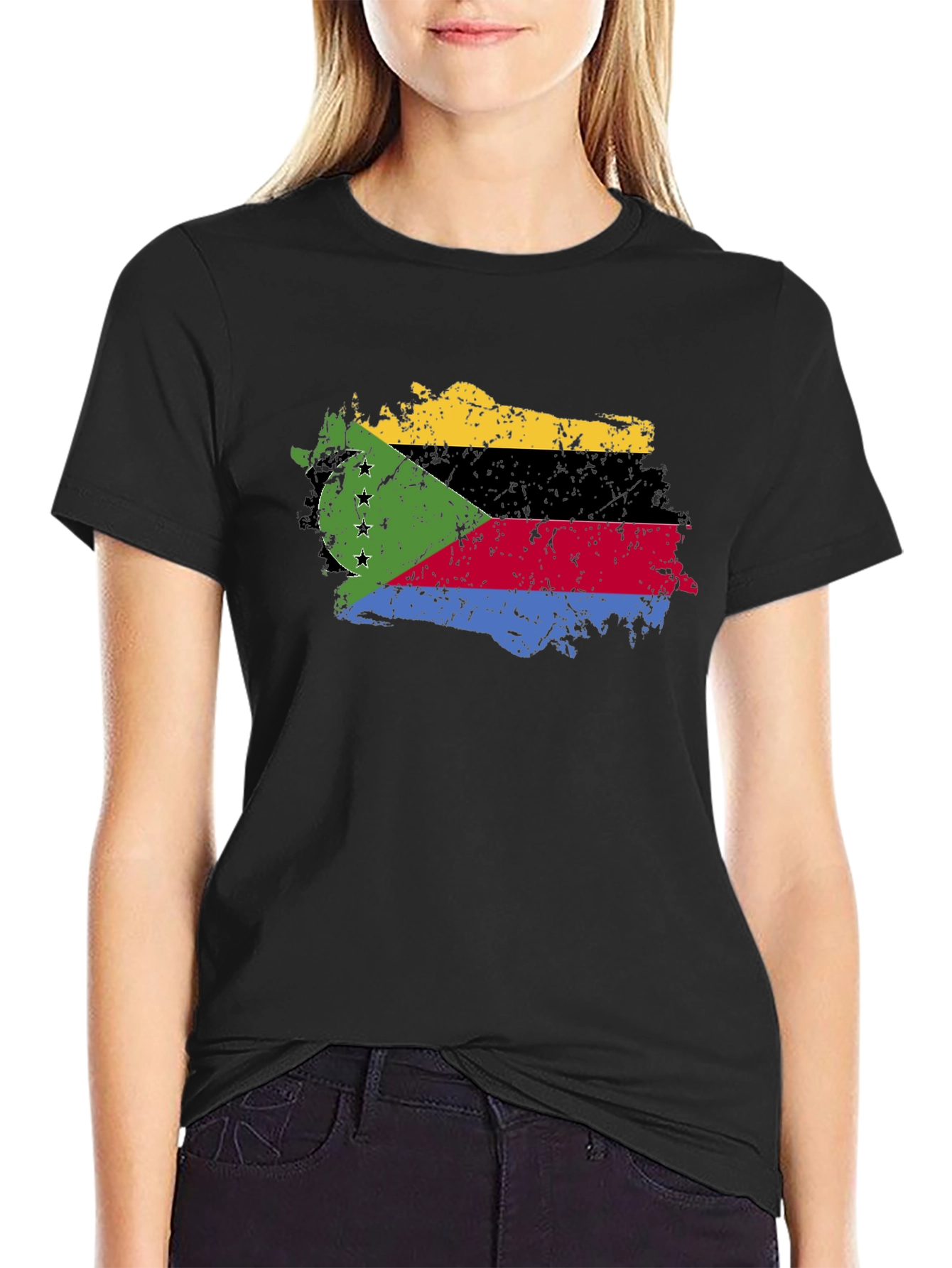 Comoros Flag Grunge T-Shirt