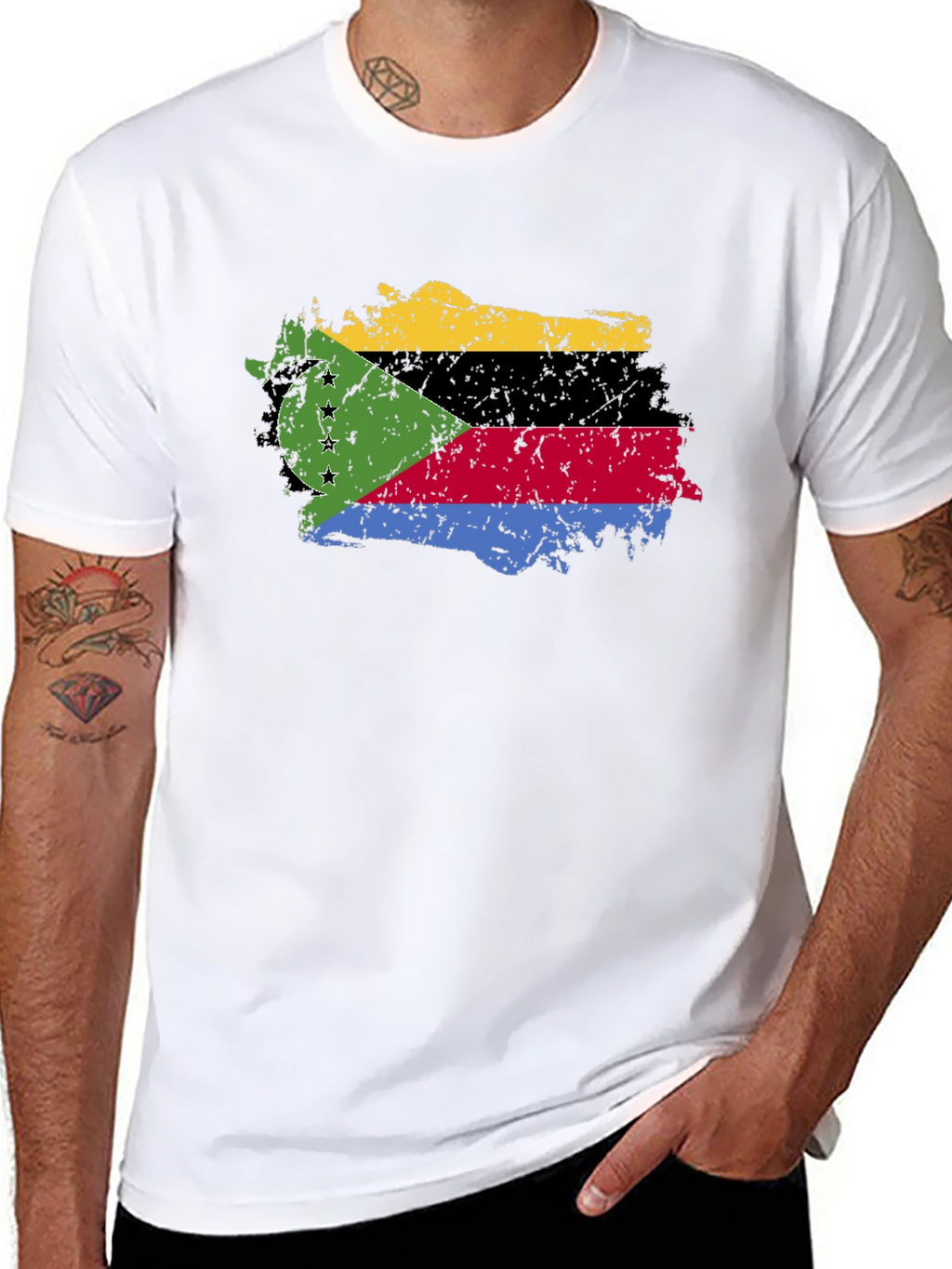 Comoros Flag Grunge T-Shirt