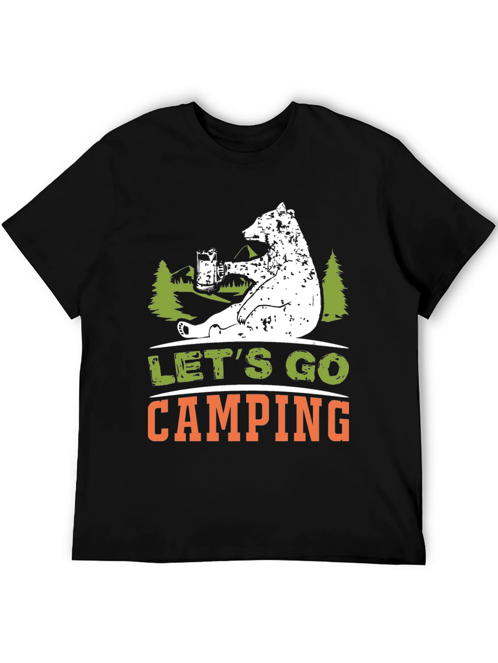 Lets Go Camping Bear Graphic T-Shirt