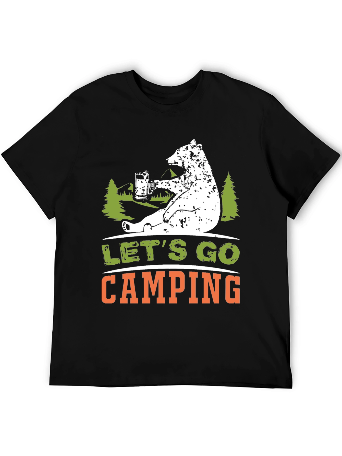 Lets Go Camping Bear Graphic T-Shirt