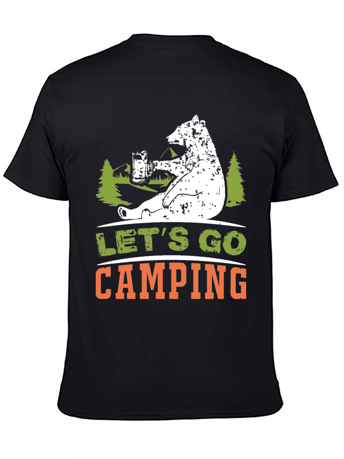 Lets Go Camping Bear Graphic T-Shirt