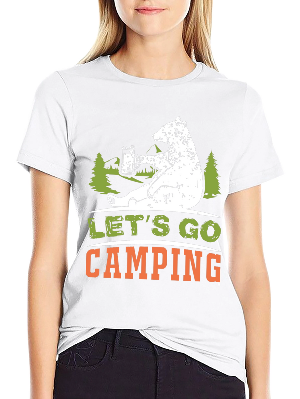 Lets Go Camping Bear Graphic T-Shirt