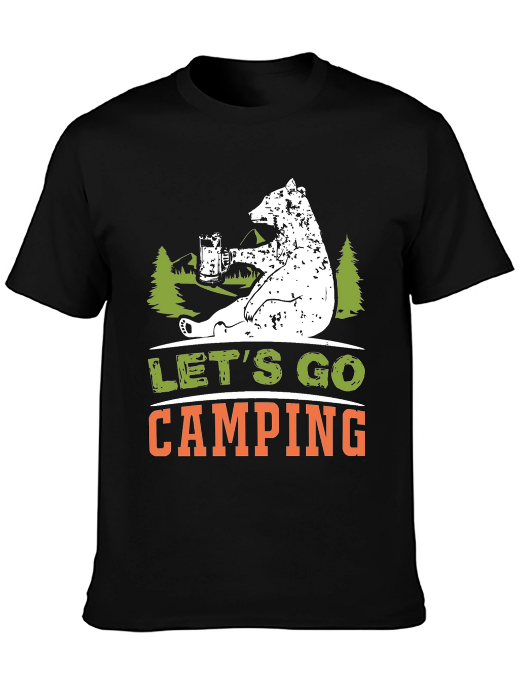 Lets Go Camping Bear Graphic T-Shirt