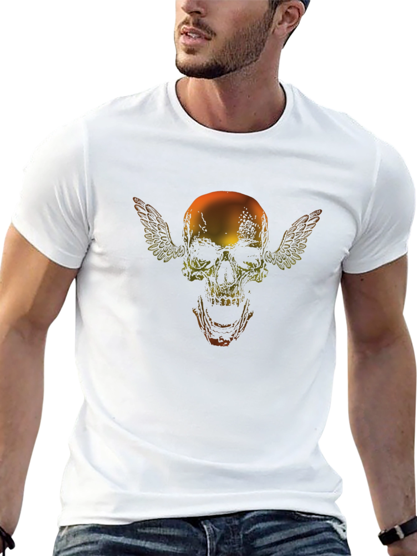 Skull with Wings Graphic Black T-Shirt