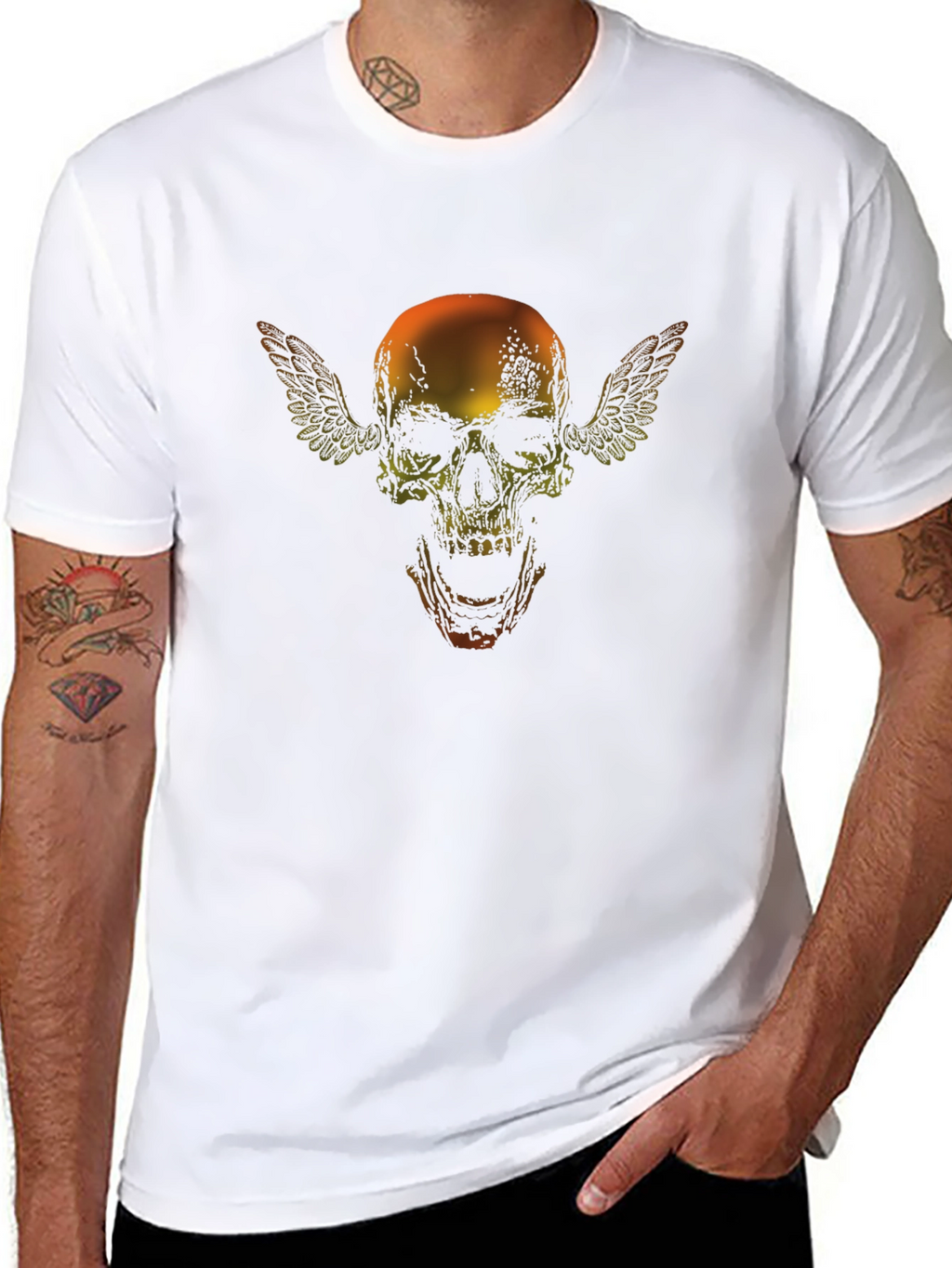 Skull with Wings Graphic Black T-Shirt