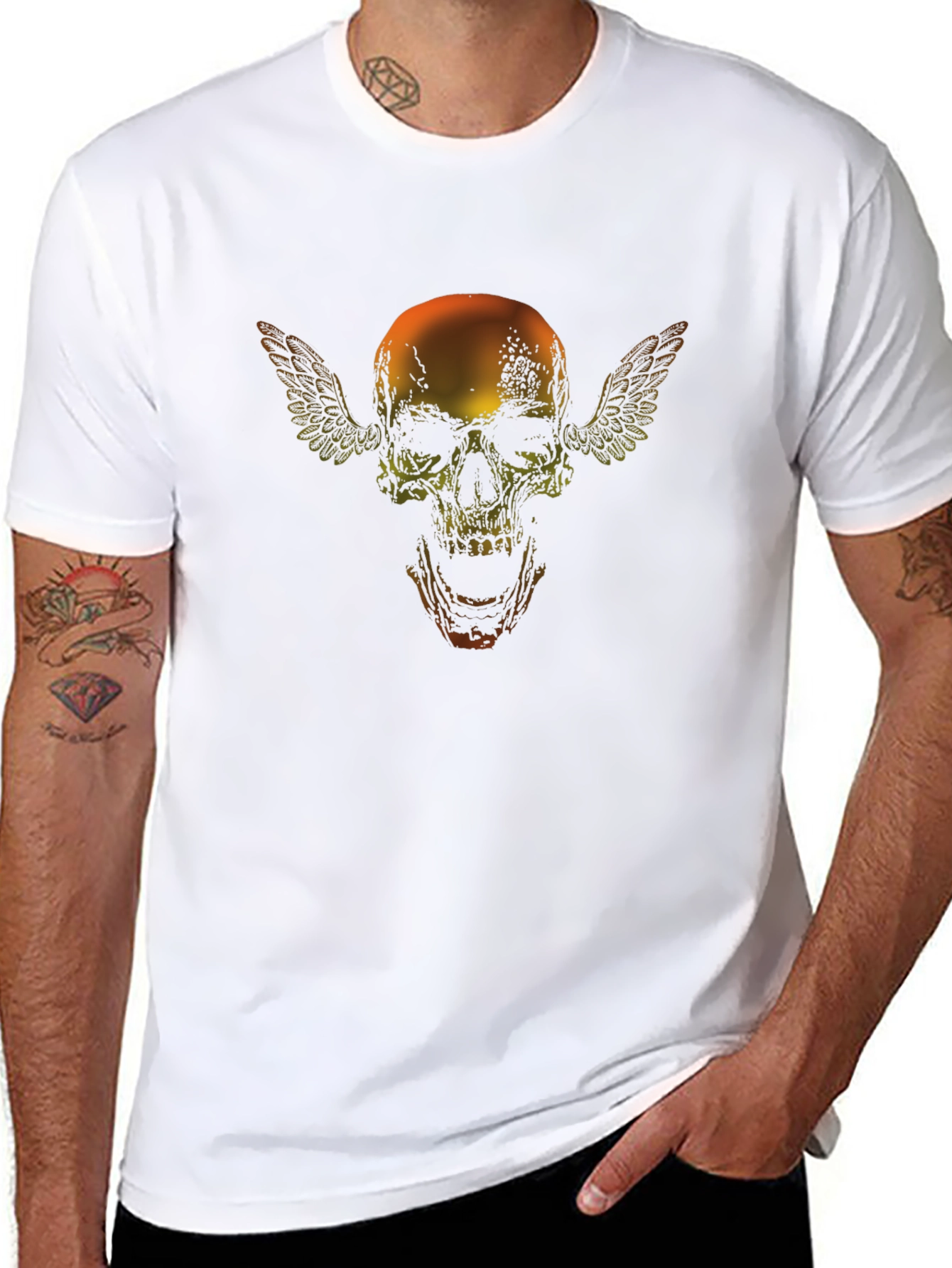 Skull with Wings Graphic Black T-Shirt