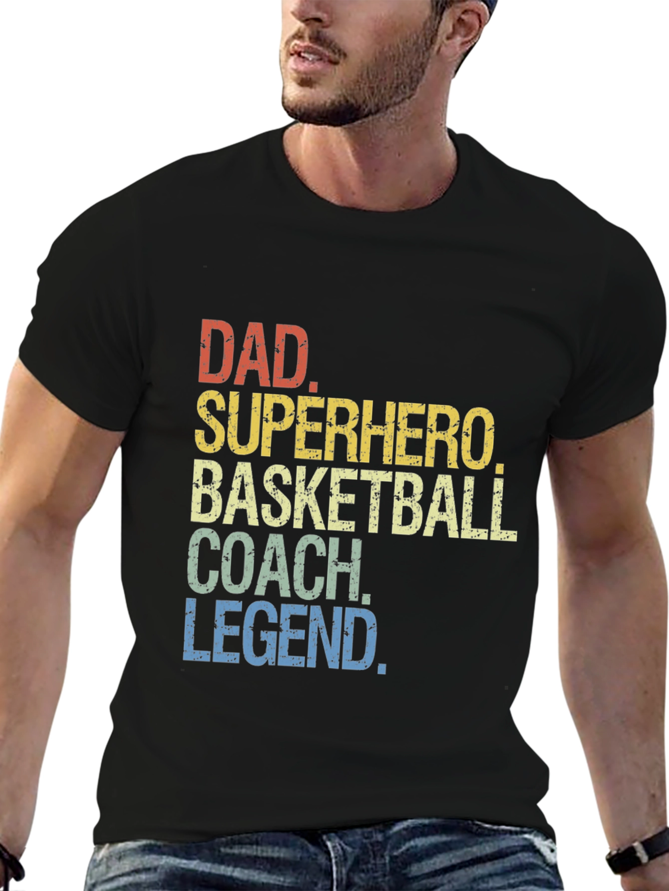 Dad Superhero Basketball Coach Legend T-Shirt