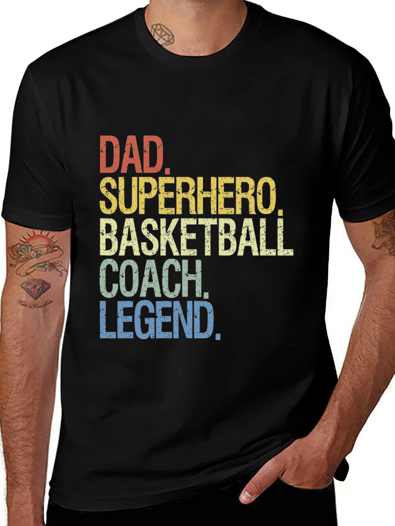 Dad Superhero Basketball Coach Legend T-Shirt