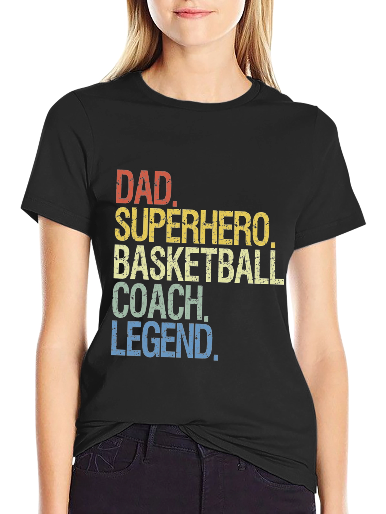 Dad Superhero Basketball Coach Legend T-Shirt