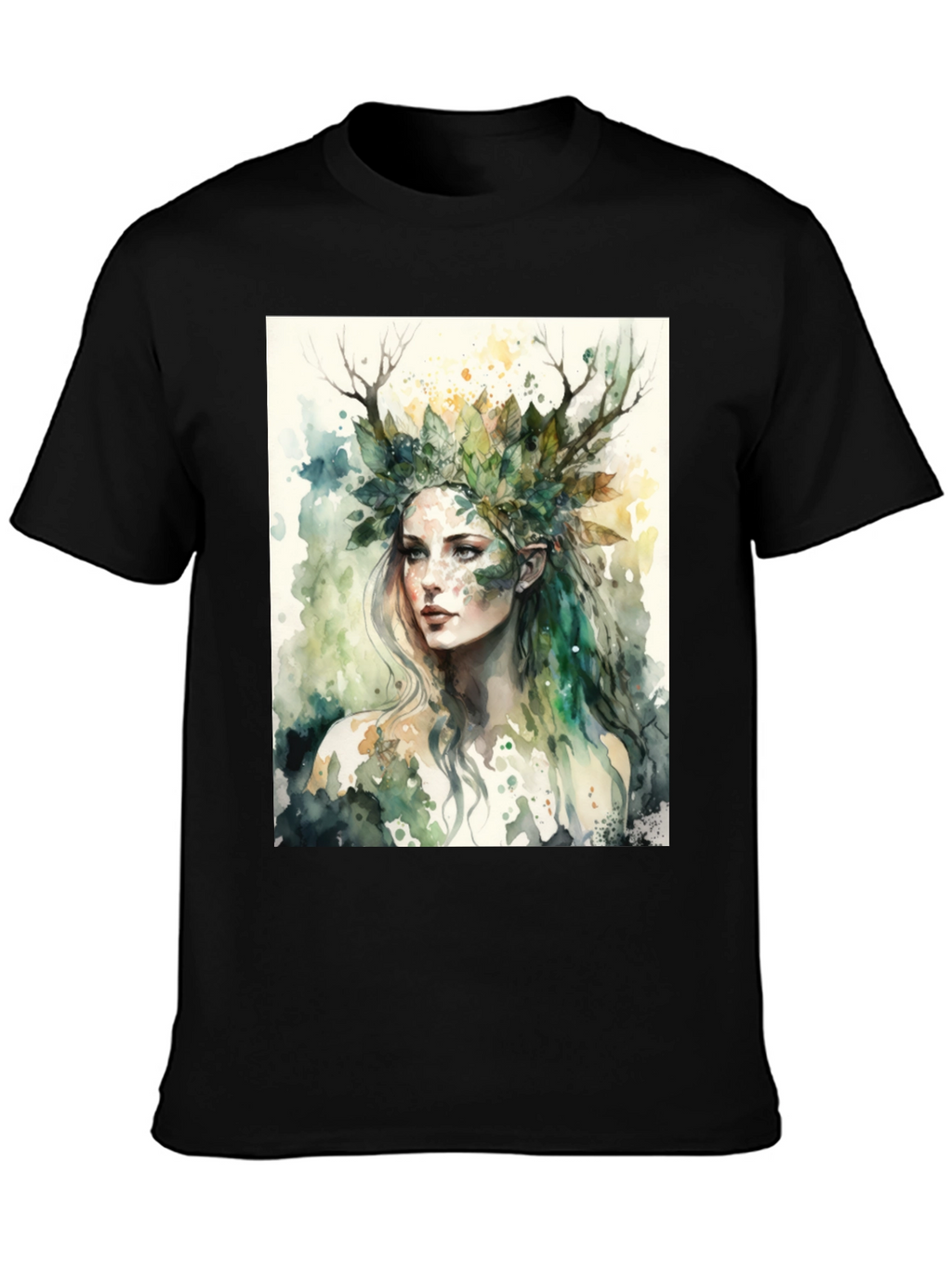 Nature Goddess Graphic Tee - Black Cotton T-Shirt