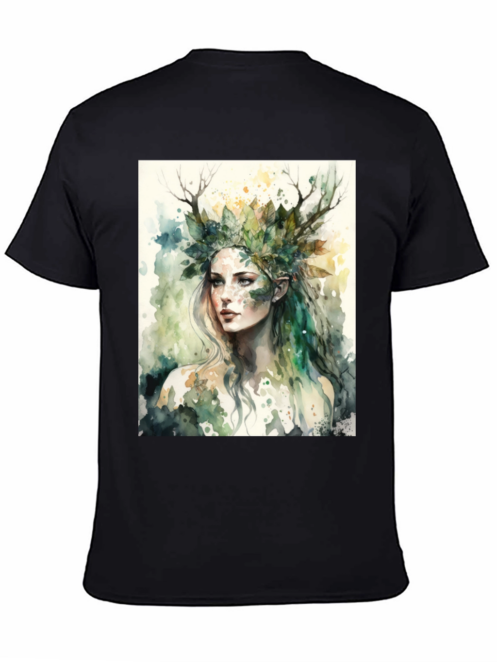 Nature Goddess Graphic Tee - Black Cotton T-Shirt