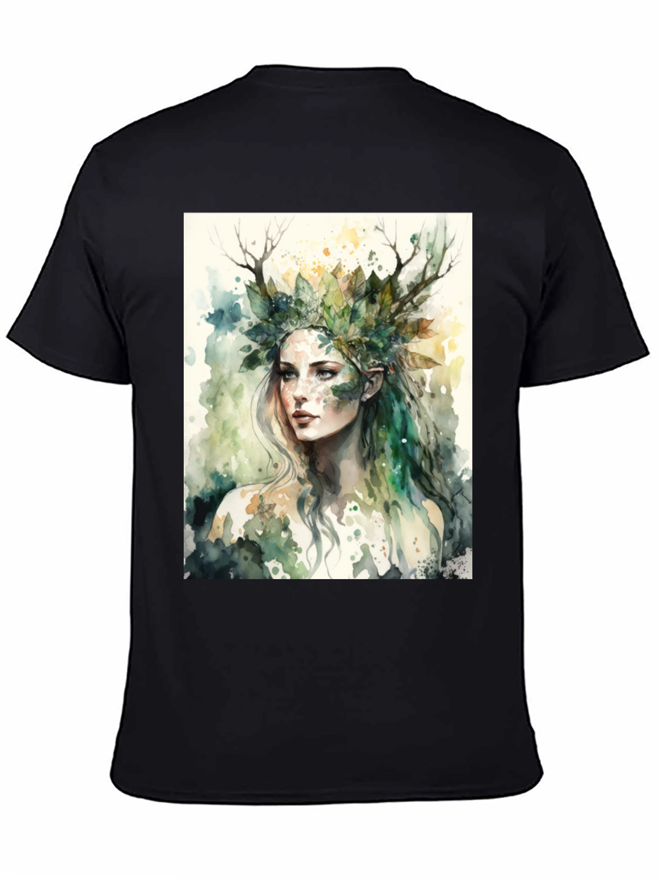 Nature Goddess Graphic Tee - Black Cotton T-Shirt