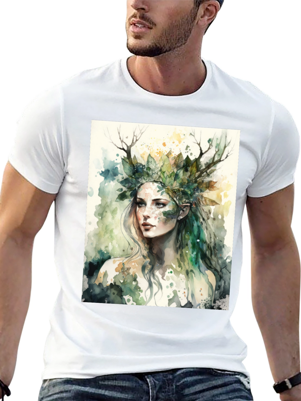 Nature Goddess Graphic Tee - Black Cotton T-Shirt