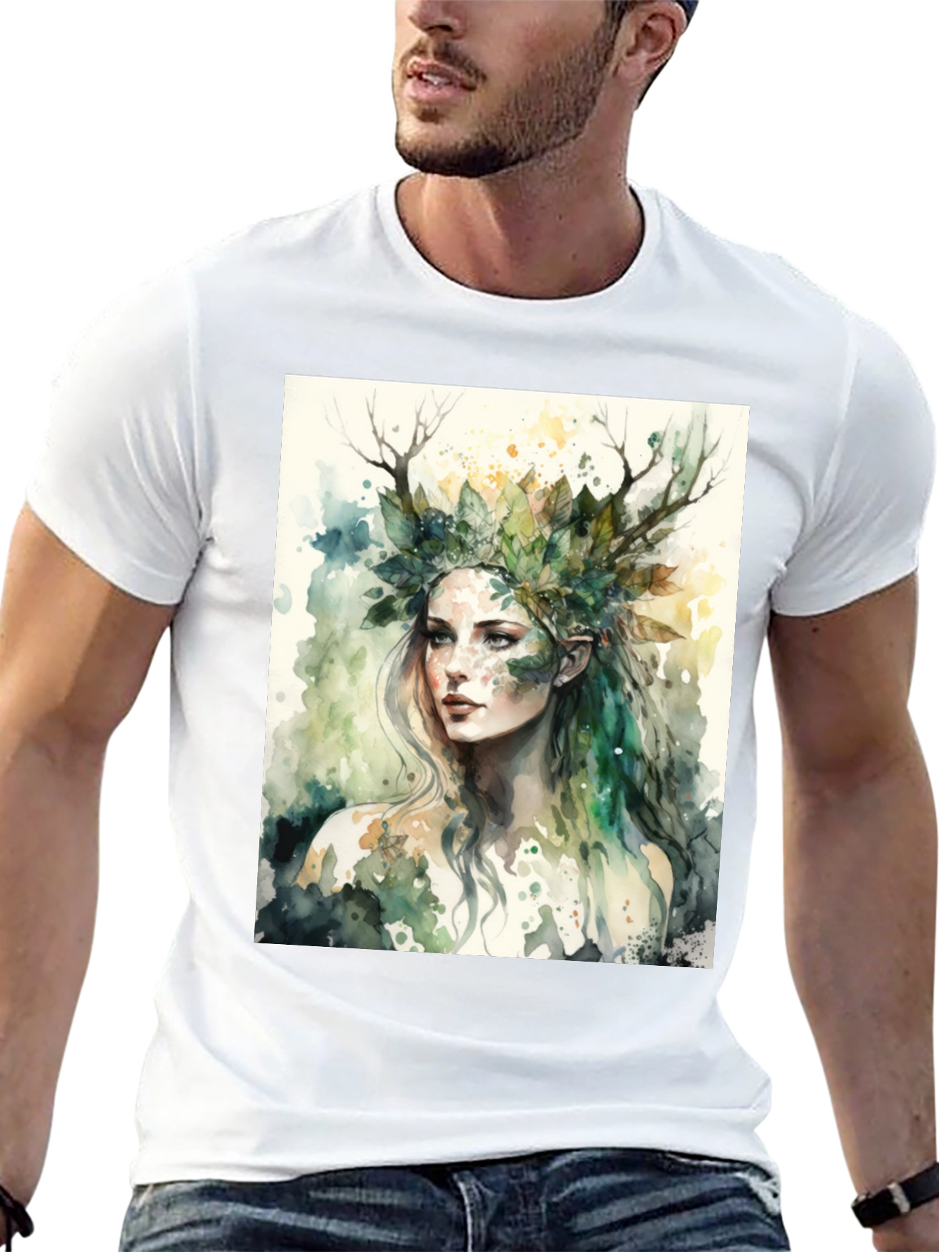 Nature Goddess Graphic Tee - Black Cotton T-Shirt