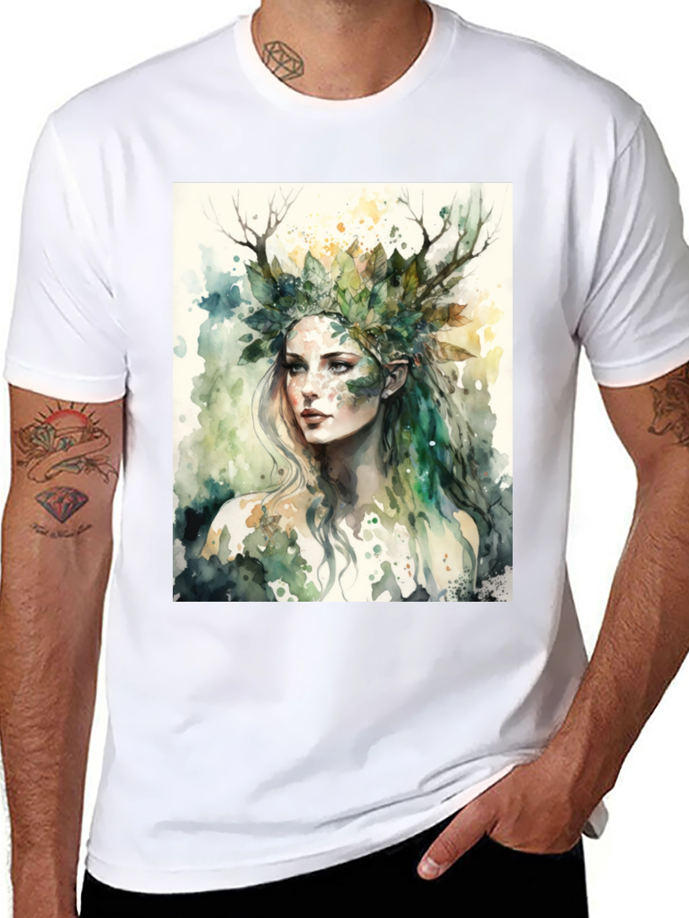 Nature Goddess Graphic Tee - Black Cotton T-Shirt
