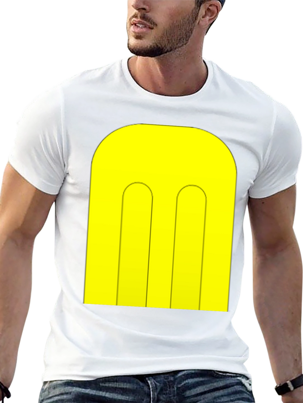 Abstract Yellow Pattern Black T-Shirt
