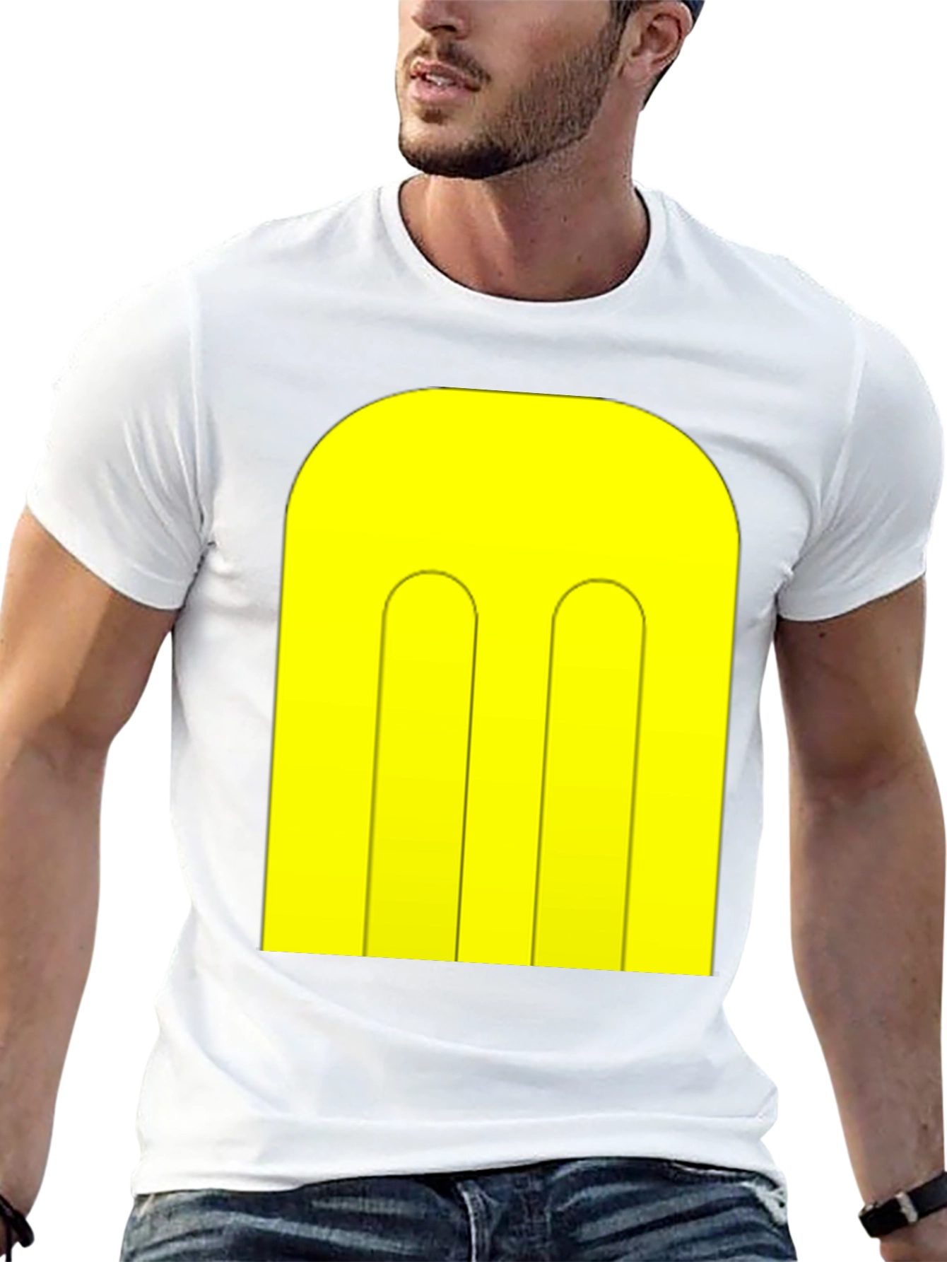 Abstract Yellow Pattern Black T-Shirt