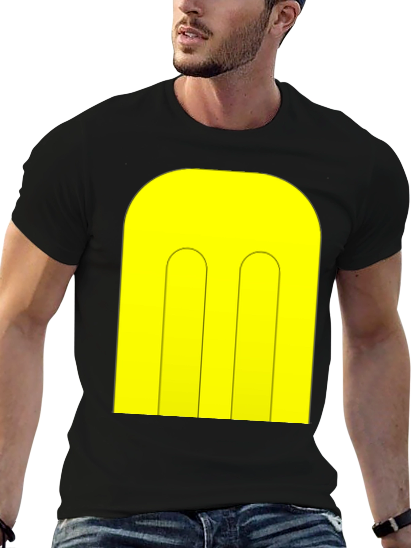 Abstract Yellow Pattern Black T-Shirt