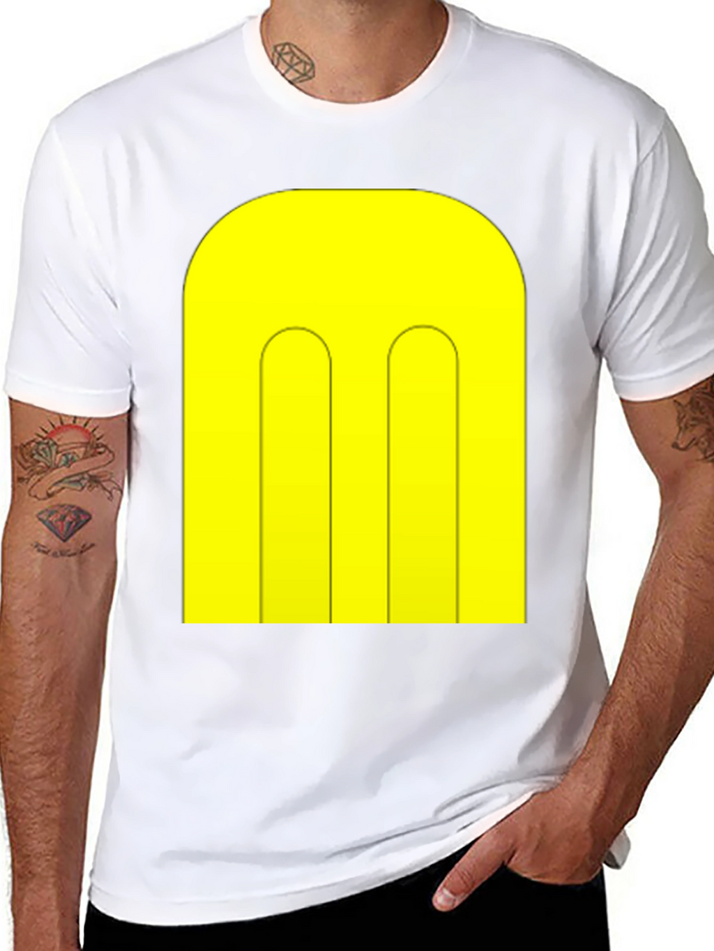 Abstract Yellow Pattern Black T-Shirt