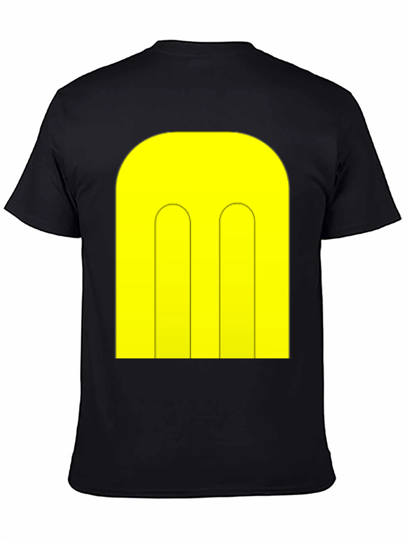 Abstract Yellow Pattern Black T-Shirt