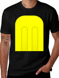 Abstract Yellow Pattern Black T-Shirt