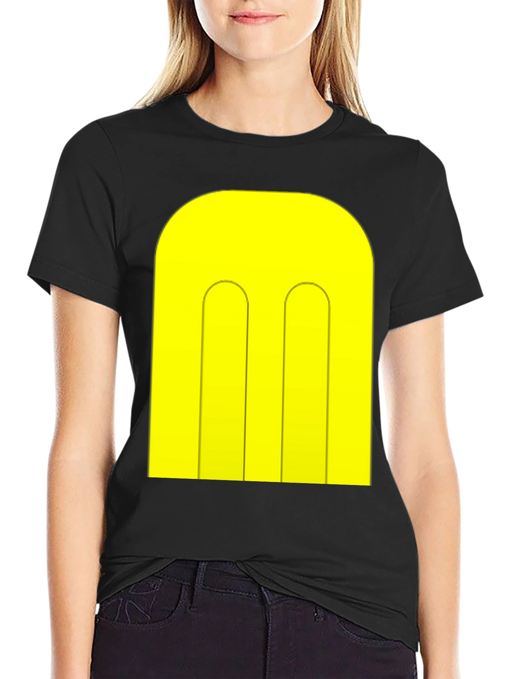 Abstract Yellow Pattern Black T-Shirt