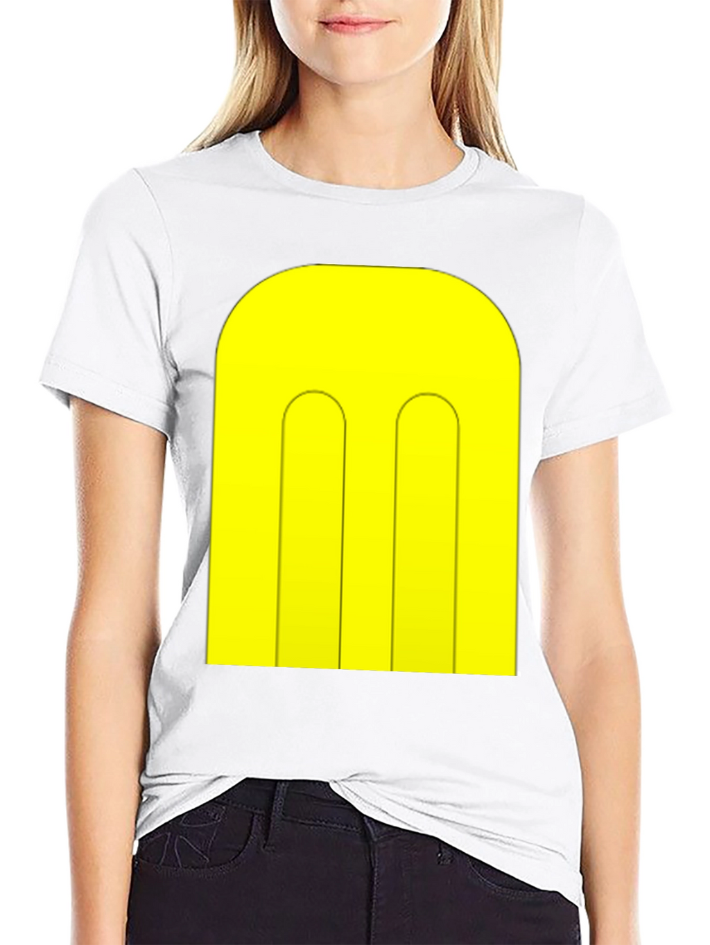 Abstract Yellow Pattern Black T-Shirt
