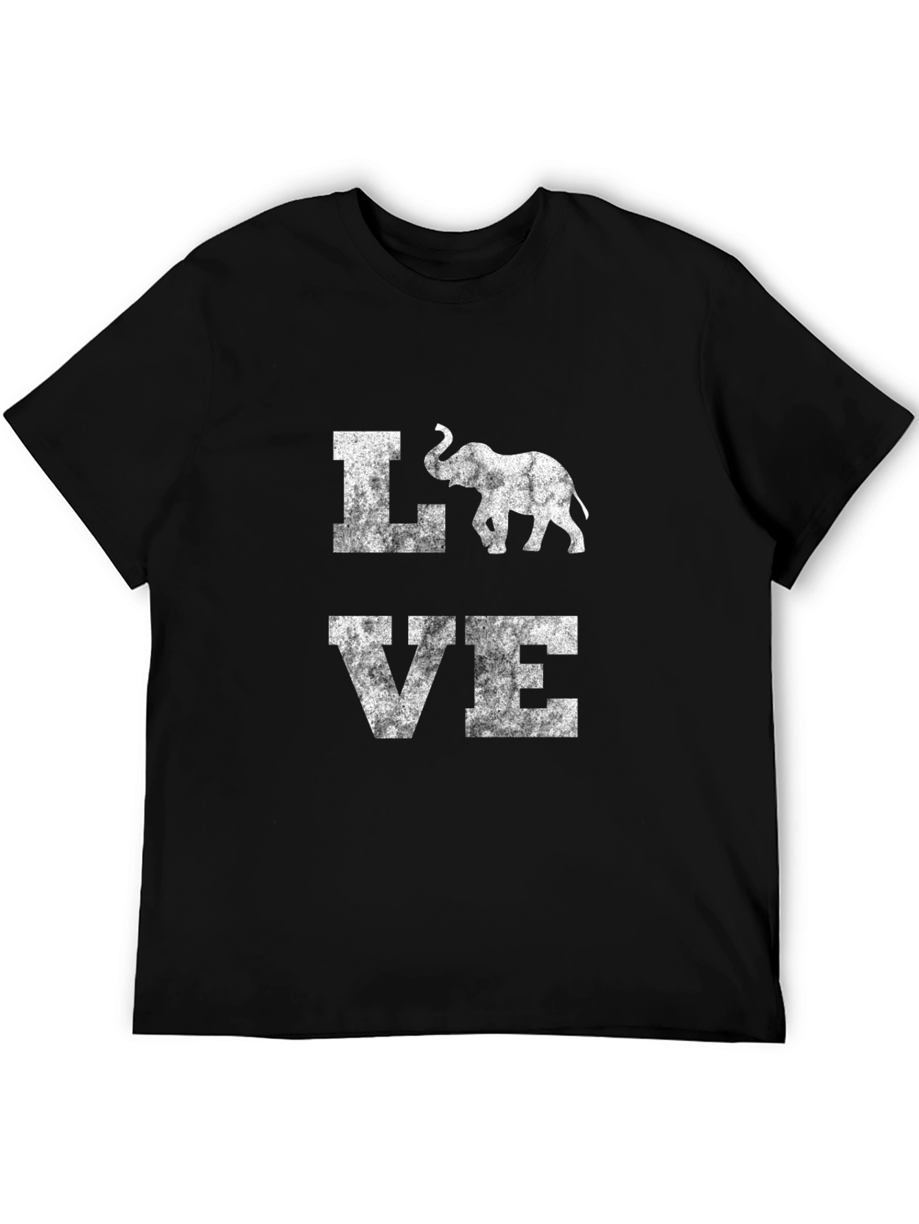 Love Elephant Graphic Print Black T-Shirt
