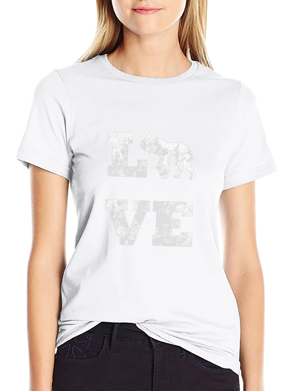 Love Elephant Graphic Print Black T-Shirt