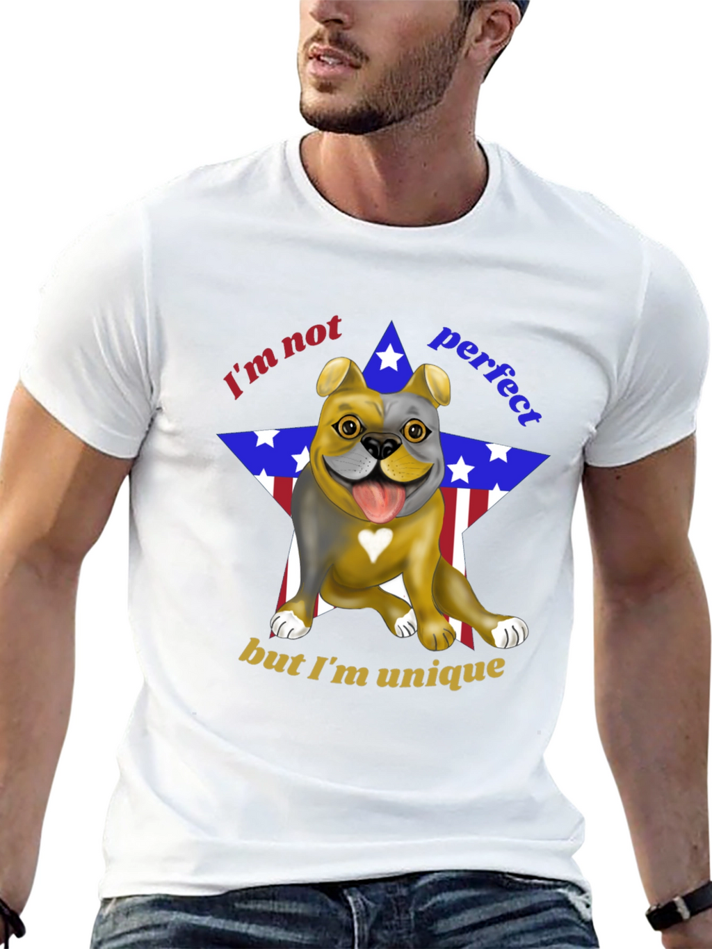 Unique Bulldog Graphic Tee - Im Not Perfect