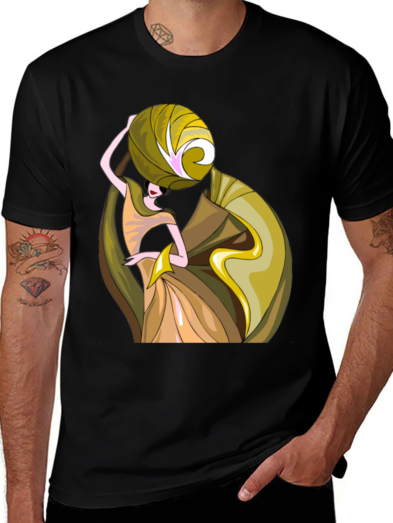 Art Deco Womens Graphic T-Shirt - Black