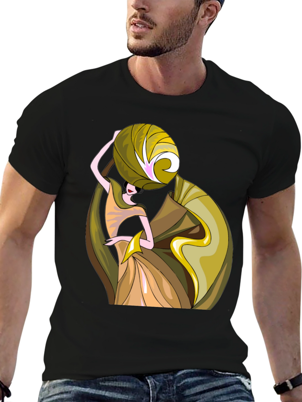 Art Deco Womens Graphic T-Shirt - Black