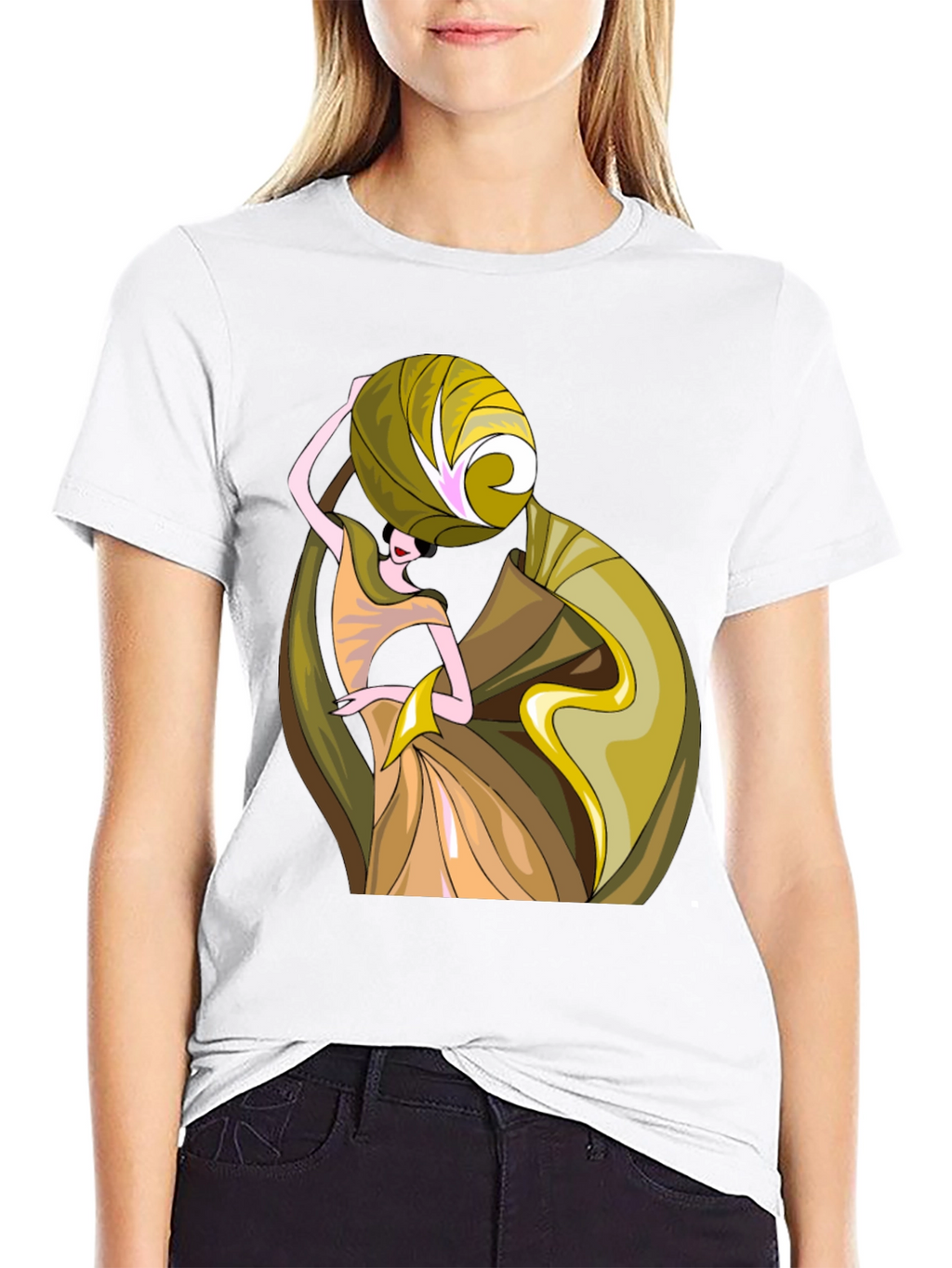 Art Deco Womens Graphic T-Shirt - Black