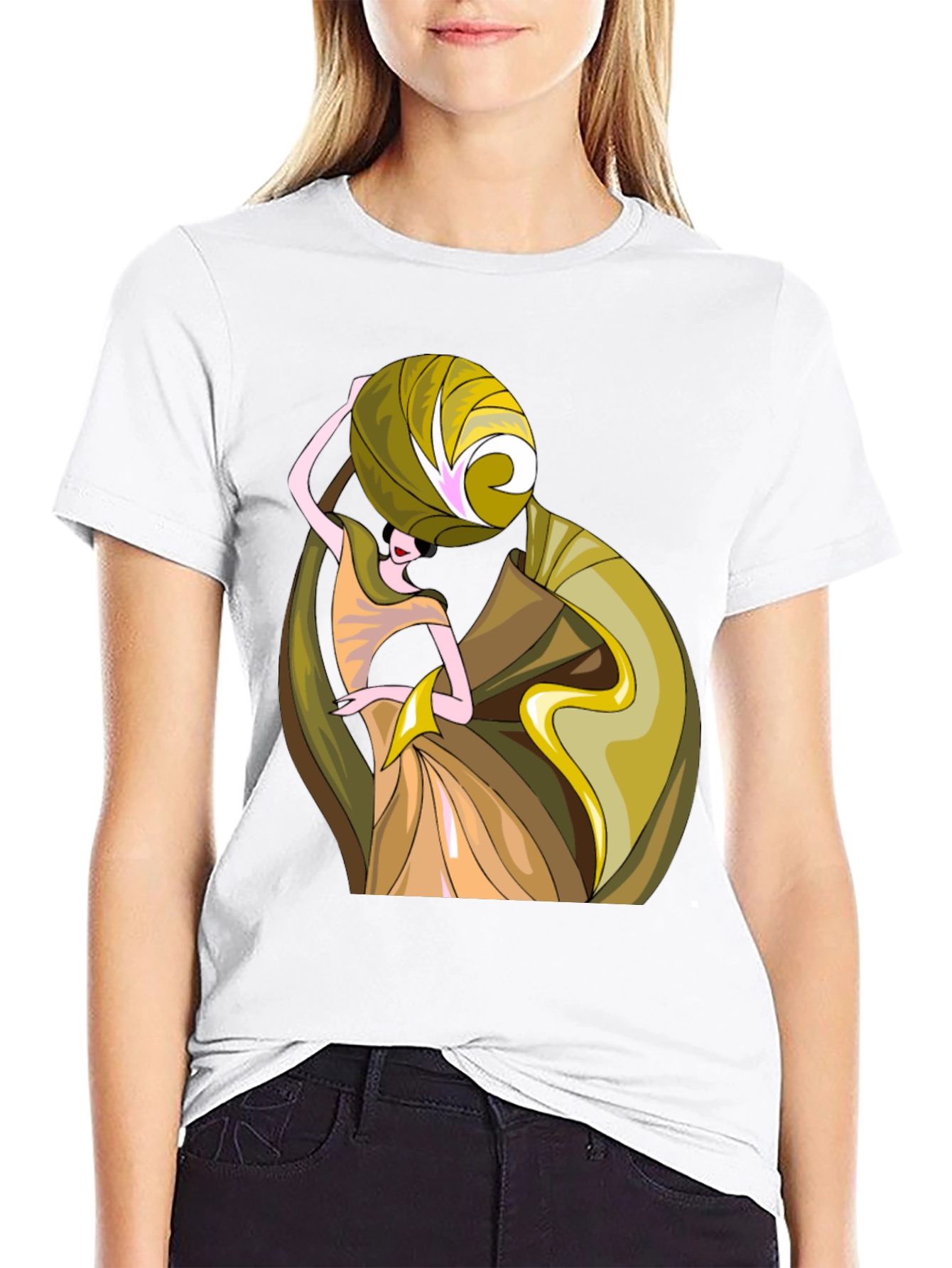 Art Deco Womens Graphic T-Shirt - Black