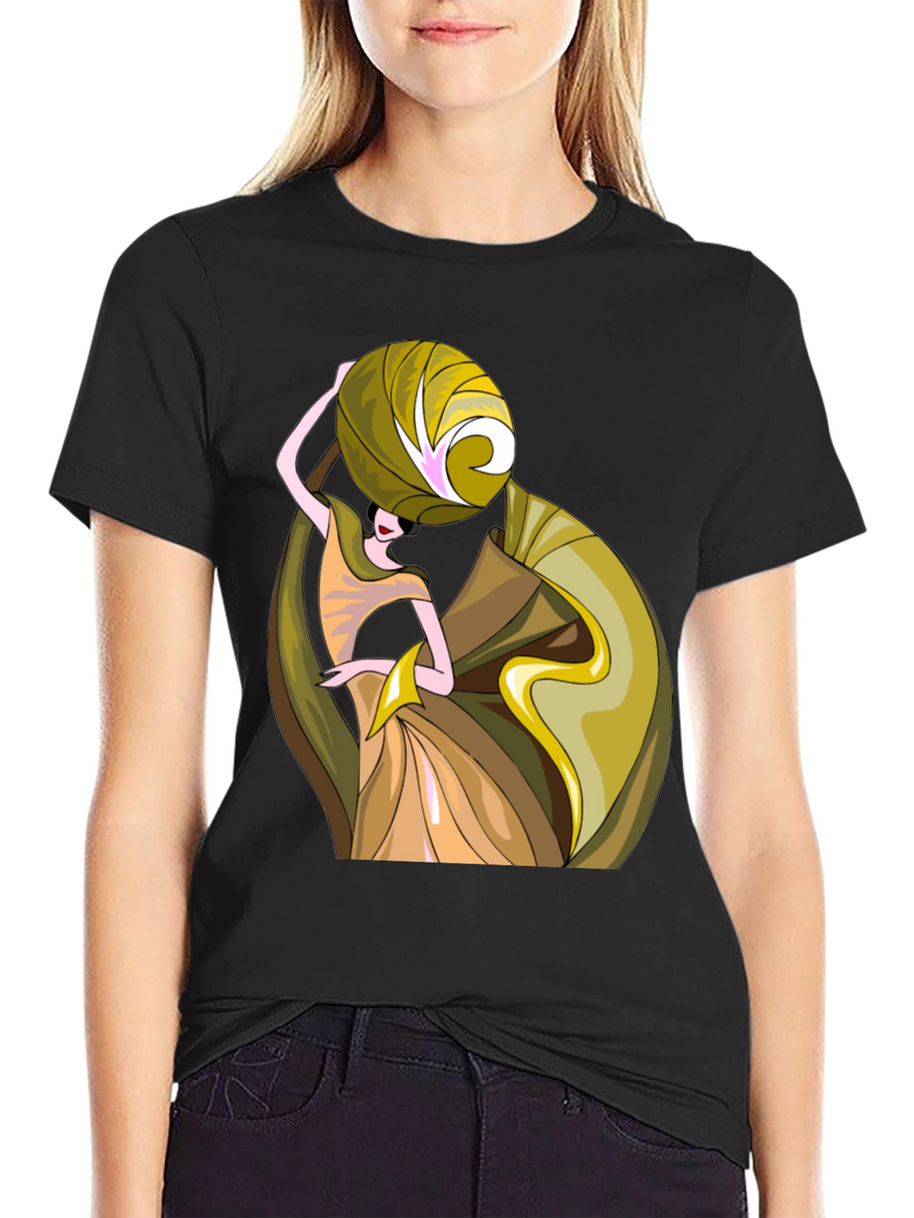 Art Deco Womens Graphic T-Shirt - Black