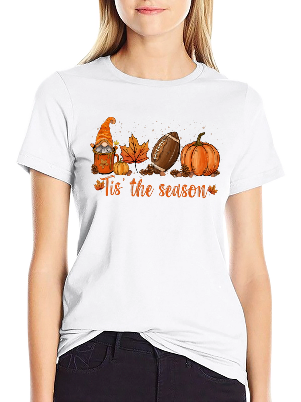 Fall Season T-Shirt with Gnome Football Pumpkin